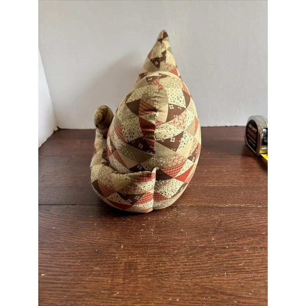 Vintage Hand Made Patchwork Linen Laying Cat Plush Door Stop Couch Laying‎ Kitty